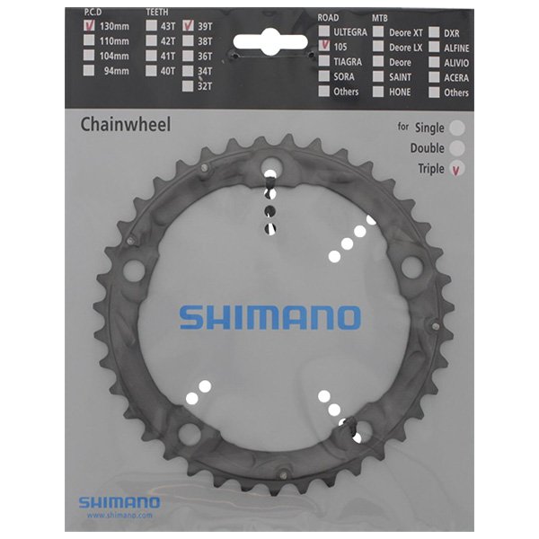 Shimano 105 klinge 39T ø130mm sølv Triple
