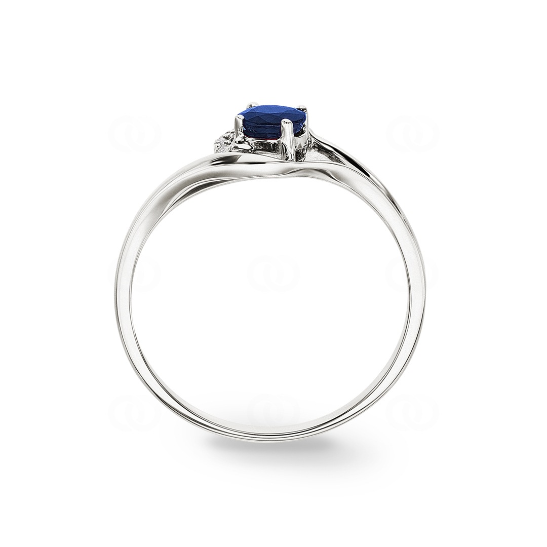 Saphirring 750/18 K Weissgold mit Diamanten 0.03 ct H/si