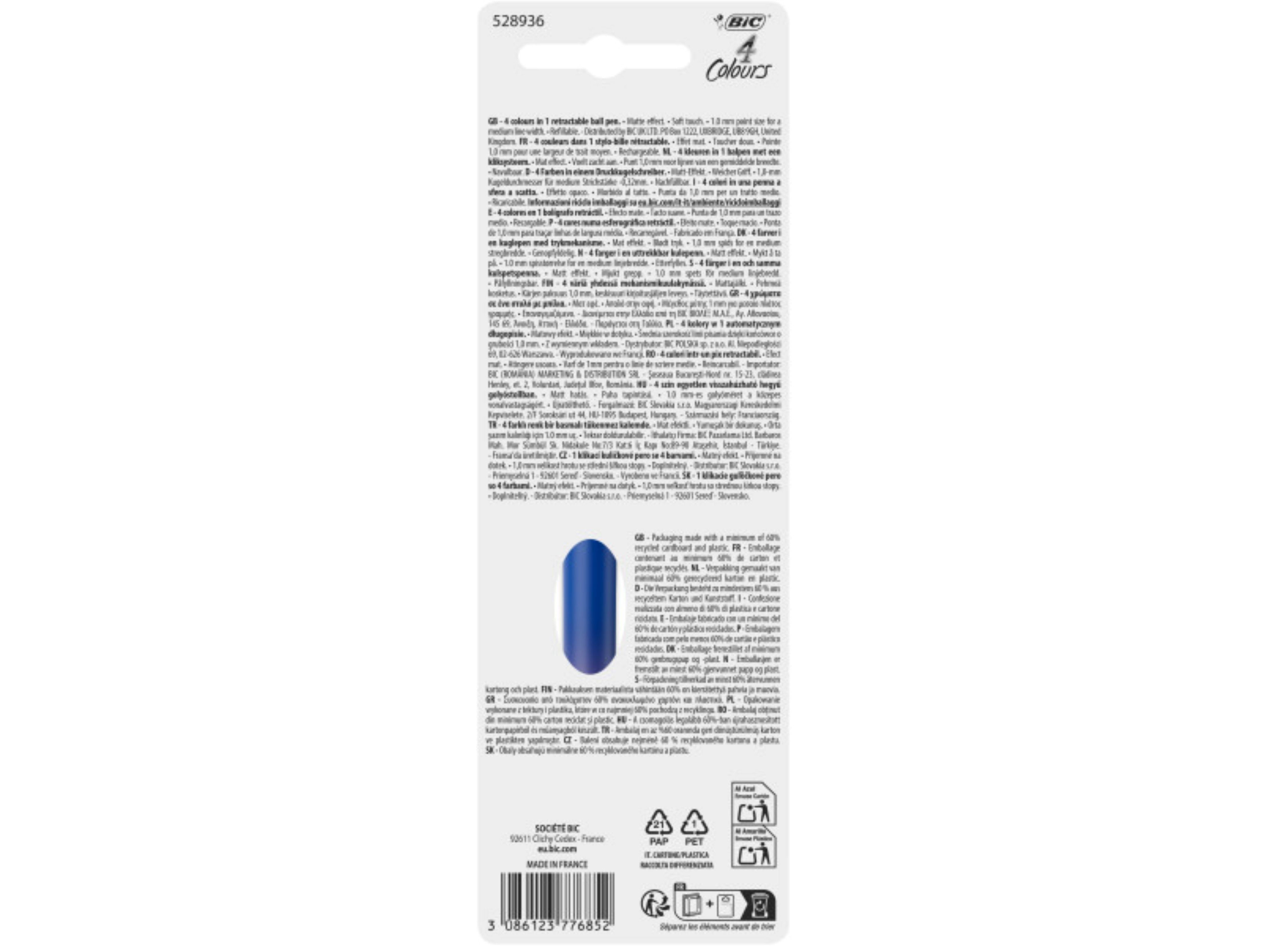 ESFEROGRÁFICA RETRÁTIL BIC 4 CORES PUNCH GRADIENT