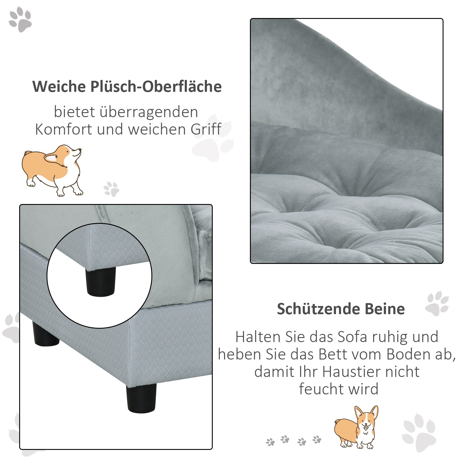 PawHut Hundesofa hellblau 76 x 45 x 41,5 cm (BxTxH)