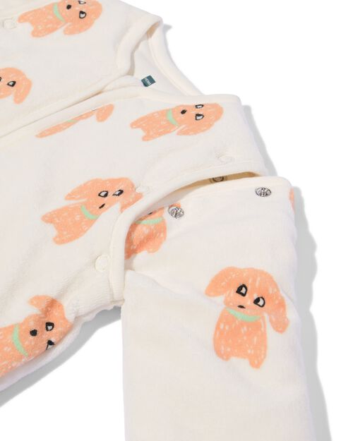 gigoteuse bébé manches amovibles velours matelassé teckels  blanc cassé