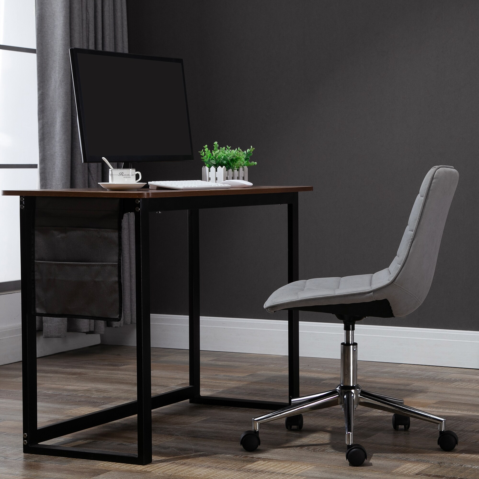 HOMCOM Bürostuhl ergonomisch grau 60 x 60 x 80-90 cm (BxTxH)