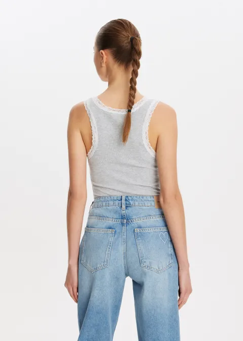 Singlet met kant grijs (GRS.LME)