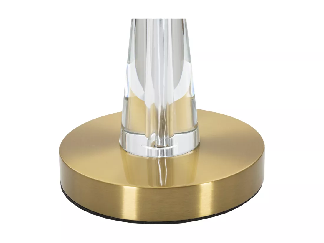 Lampe à poser or et blanc - Design élégant en métal et verre - Abat-jour en tissu blanc avec bordure dorée - Dimensions Ø 30x56 cm