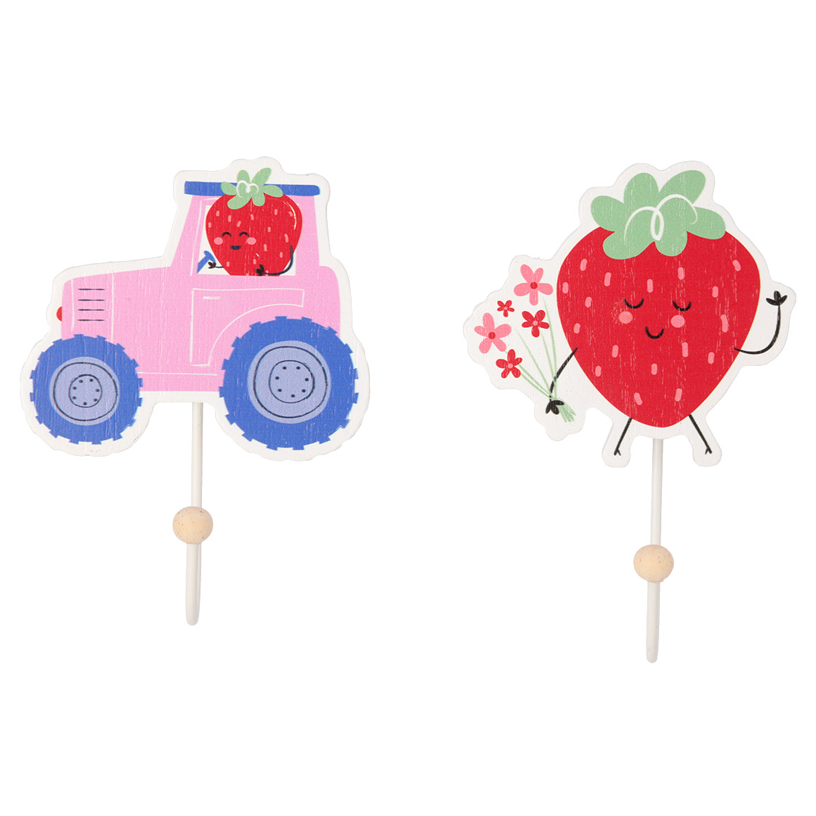 Topolino 2 Kleiderhaken in Erdbeer-Optik rot / rosa / weiss