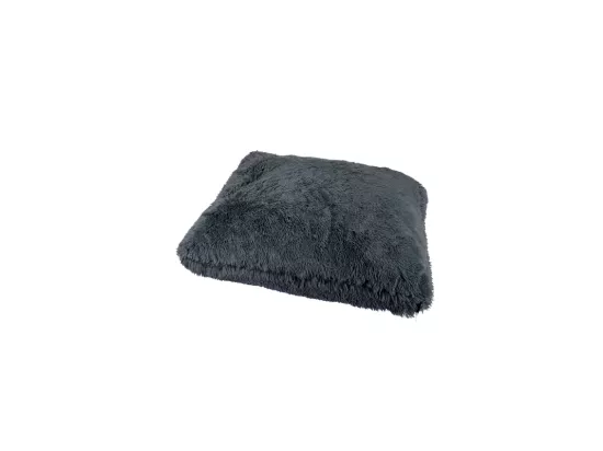 Coussin rectangle en fausse fourrure pour animaux - Gris anthracite - L 100 x l 70 cm