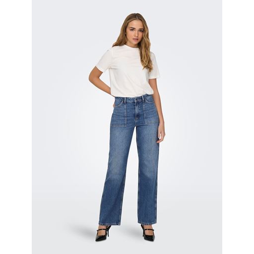 JDY Maya Højtaljede Jeans, Medium Blue Denim, M/L32