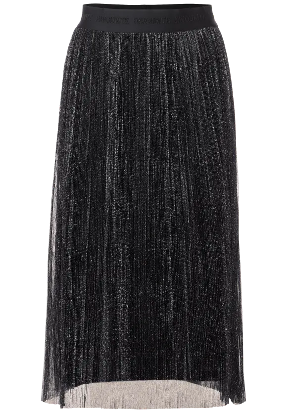 Plissée Rock mit Glitzer - Black