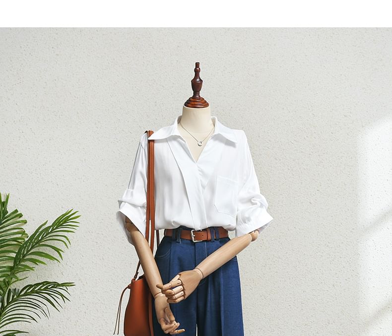 Rusutsu - Hoge taille geplooide wijde jeans