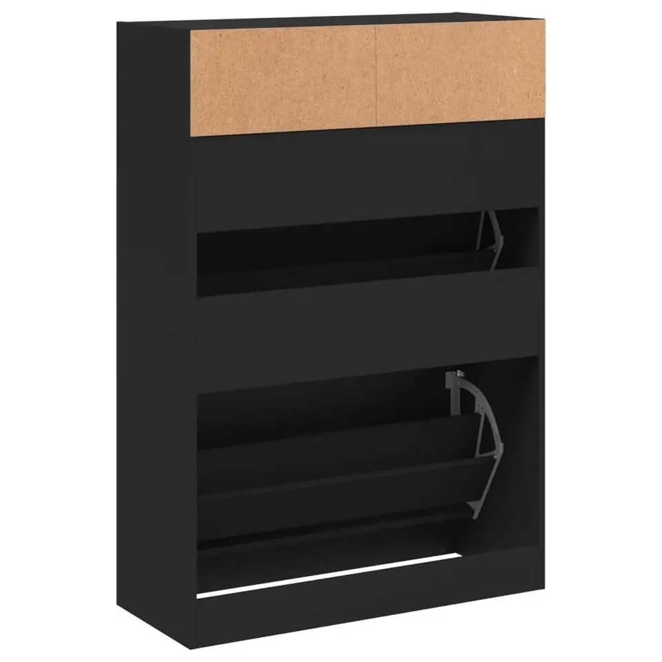 vidaXL - Schoenenkast - Zwart - Bewerkt hout