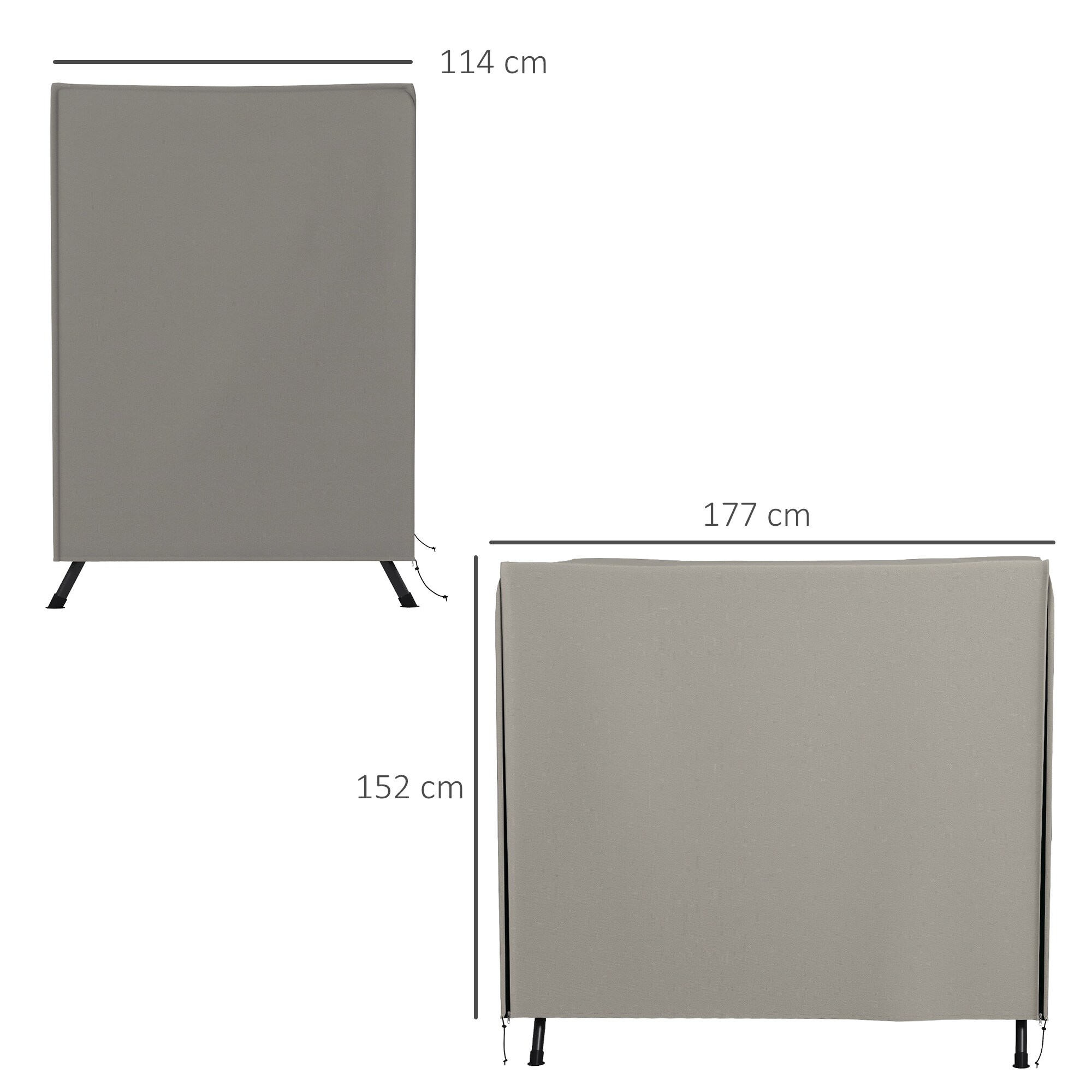 Outsunny Abdeckhaube für Hollywoodschaukeln mit Reißverschluss grau 177L x 114B x 152H cm