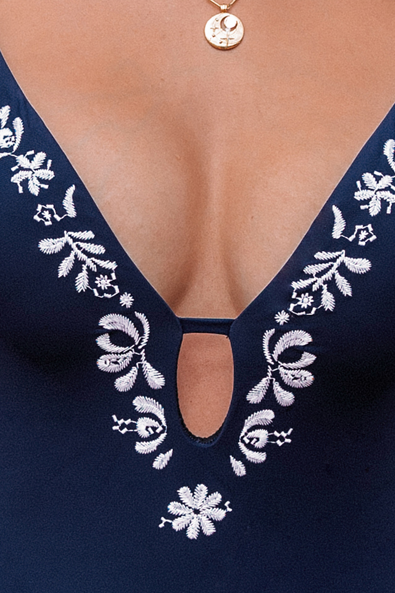 Maillot de bain une pièce en broderie saphir