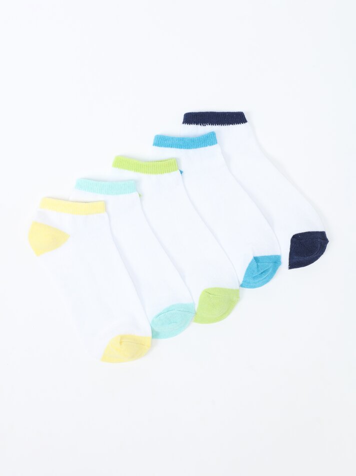 Pacote com 5 pares de meias curtas coloridas - Sortidas