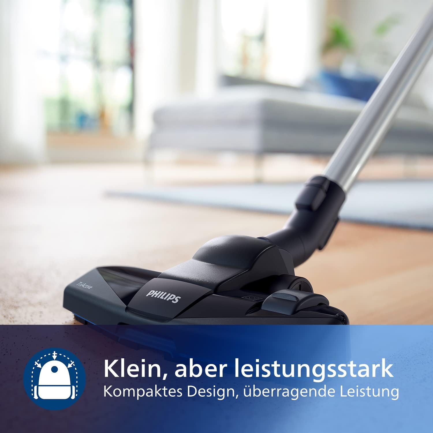 PHILIPS PowerPro Compact Staubsauger – Leicht, Beutellos, 750 W Saugleistung, TriActive Düse Für Hartböden und Teppich, Allergy H13 HEPA-Filter, PowerCyclone 5 Technologie (FC9332/09)