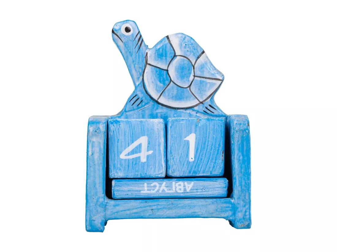 Calendrier en bois bleu 7x4x9h