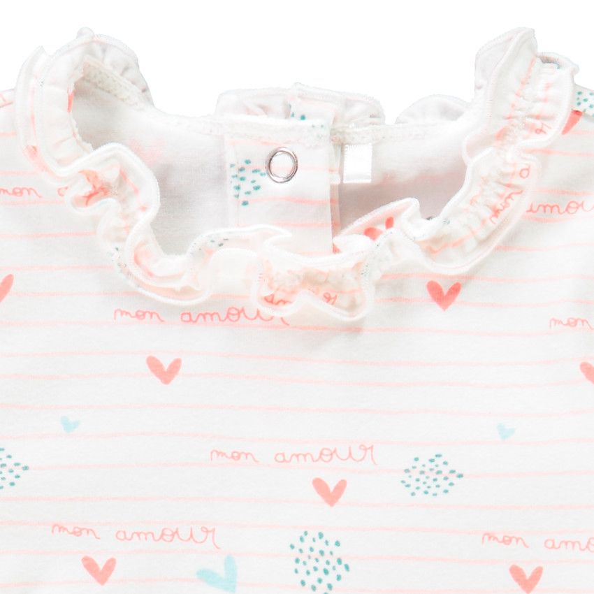 Body manches longues en coton bio imprimé pour bébé fille - Ecru