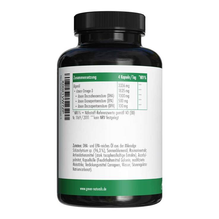 Green Naturals Omega-3 Kapseln 1835 mg vegan + DHA, 80 St