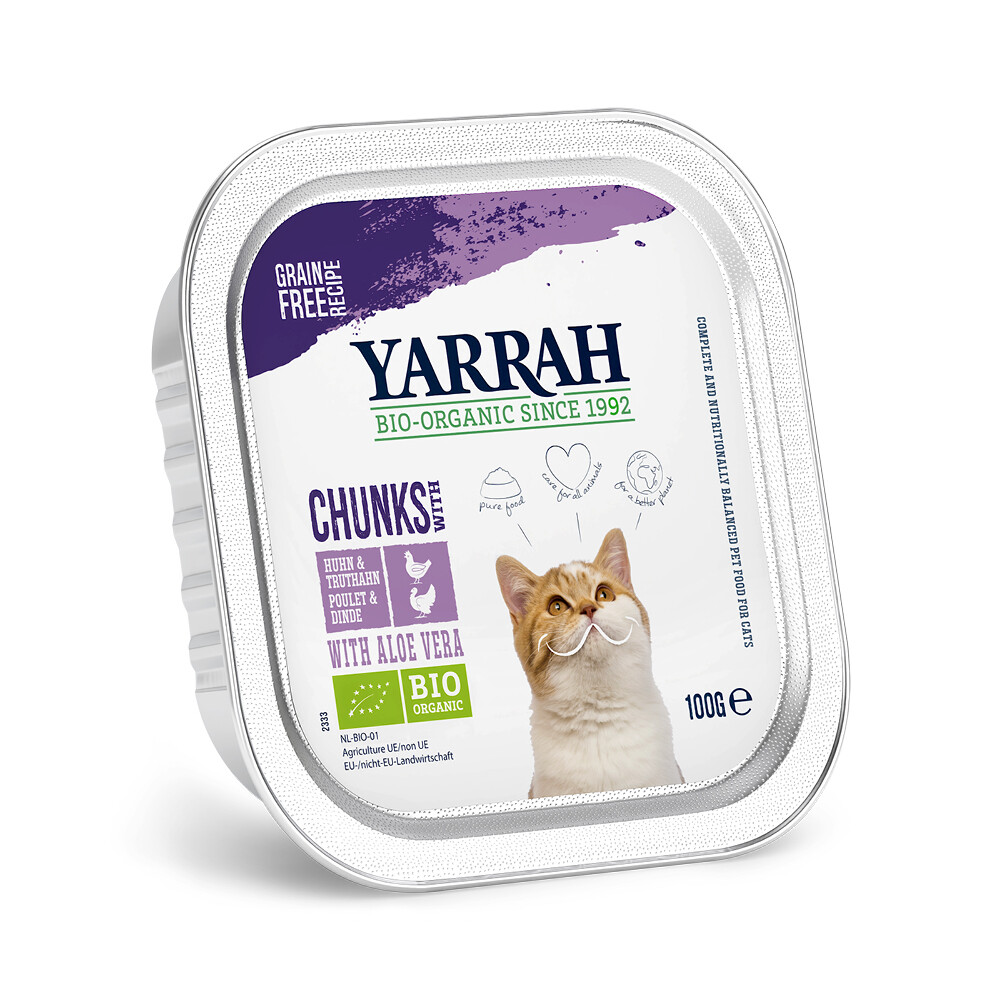 Yarrah Bio Kattenvoer Chunks Kip & Kalkoen100 gr