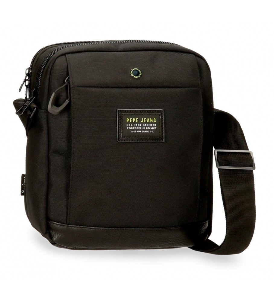 Bolsa de ombro grande Pepe Jeans Leighton para tablets, preta.