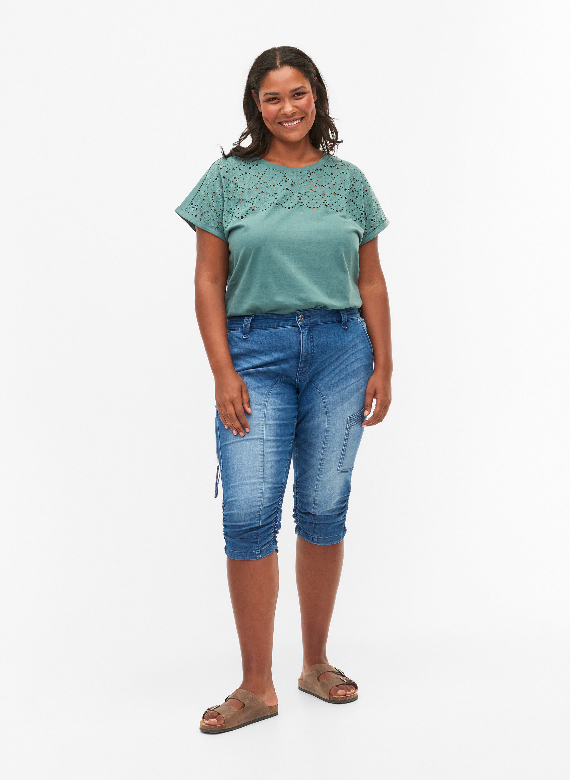 Slim fit capri jeans med lommer