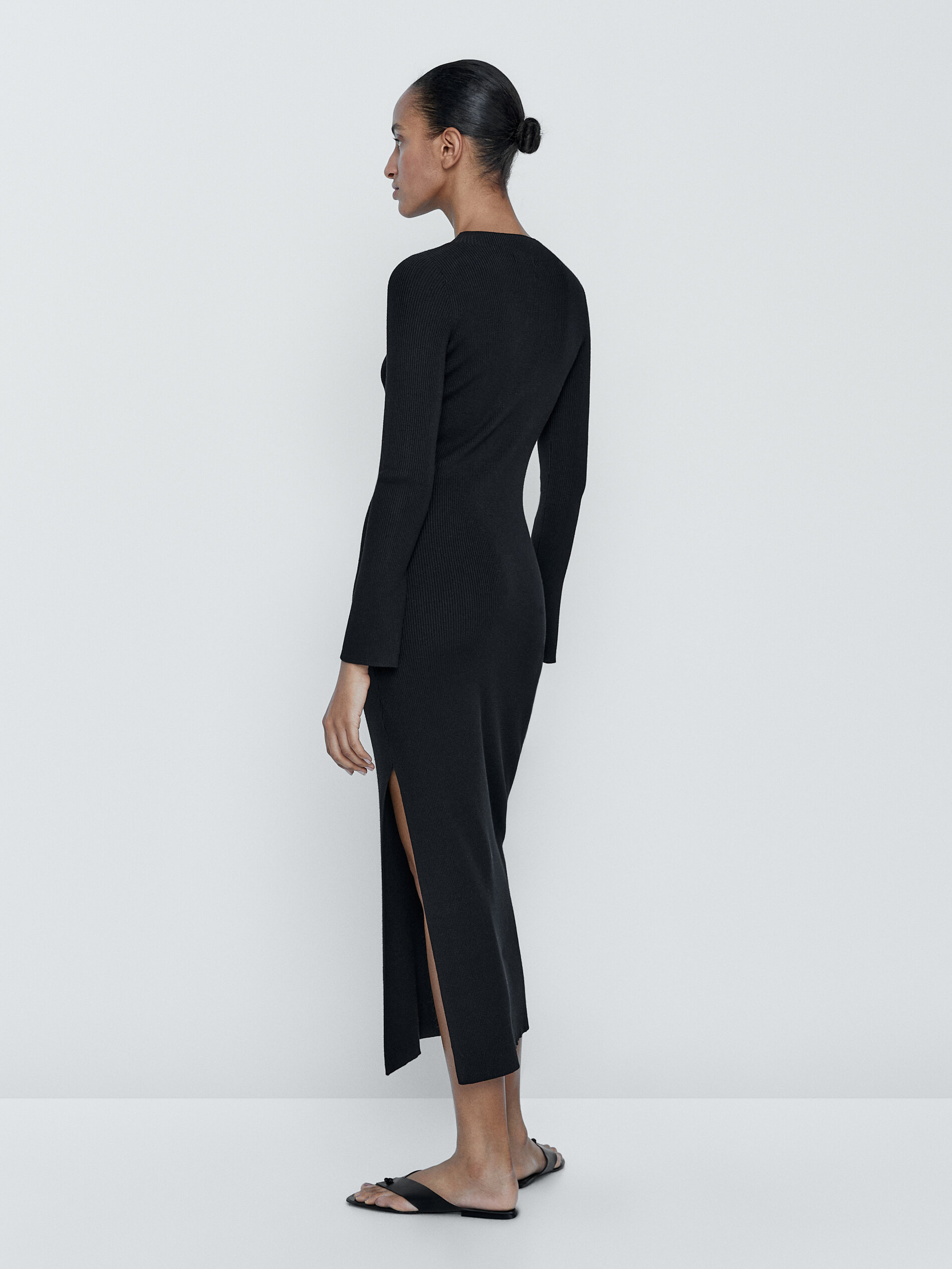 Vestido canale negro botones - NEGRO