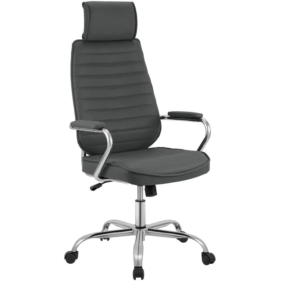 CLP Bureaustoel Rako chroom Frame - Kunstleer - grijs
