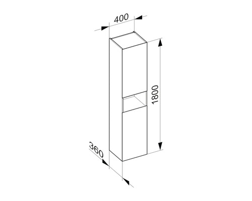 KEUCO Stageline hoge kast, BxHxD 40 x 180 cm x 36 cm, frontkleur: glanzend wit, 32831300001