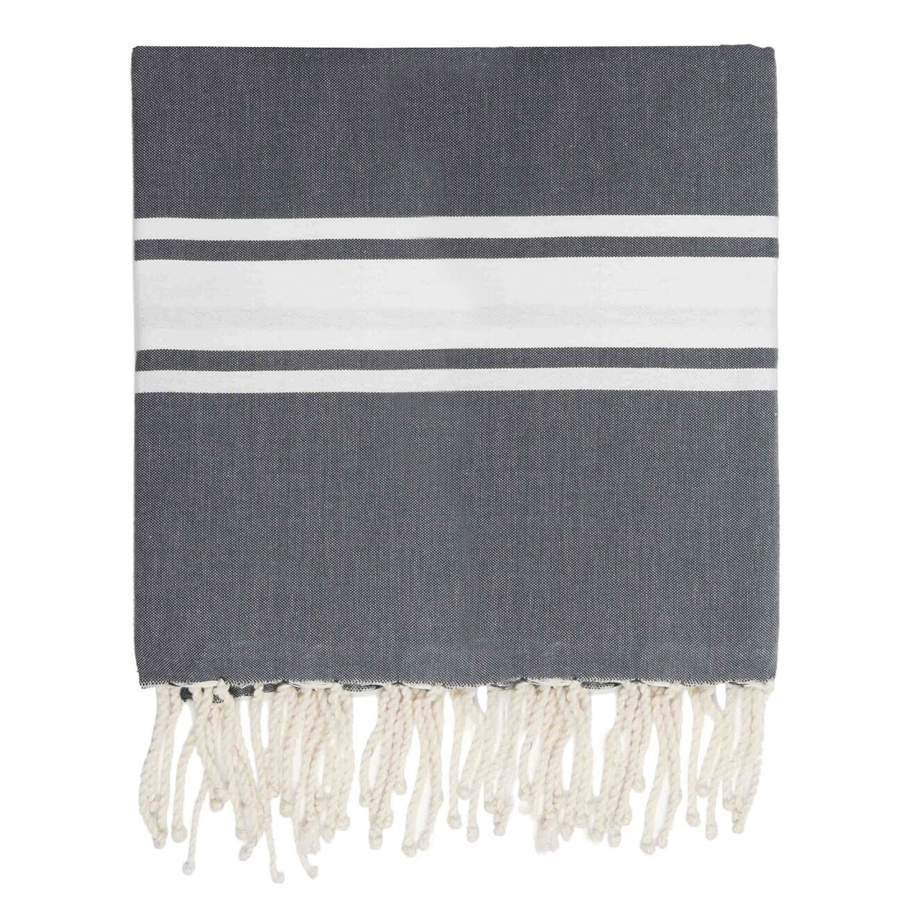 Febronie Fouta Famiglia XXL St Tropez Rayure Classique gris moyen - 200x200 cm