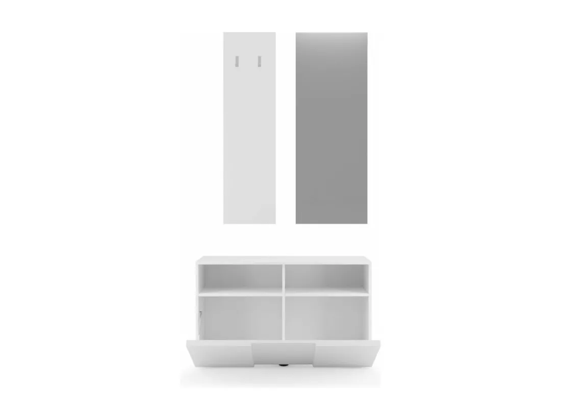 SET 3 pièces avec petit meuble, porte manteau mural et miroir Dama - H165 cm
