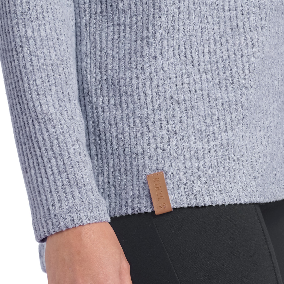 Gina Damen Langarmshirt mit Rippstruktur blaugrau
