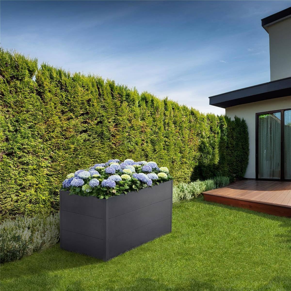 Metzler Hochbeet für den Garten – Stahl in Eisenglimmer | Witterungsbeständiges Metall-Gartenbeet, Pflanzenbeet, Blumenhochbeet | 150 x 75 x 77 cm