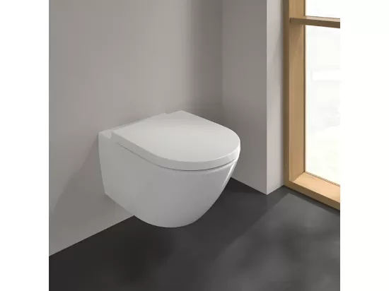 Pack WC Suspendu sans bride VILLEROY & BOCH Subway 3.0 avec abattant frein de chute + Bâti support GROHE + plaque chromée