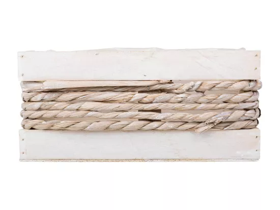 Panier en bois et corde blanc 25x15x11/20h