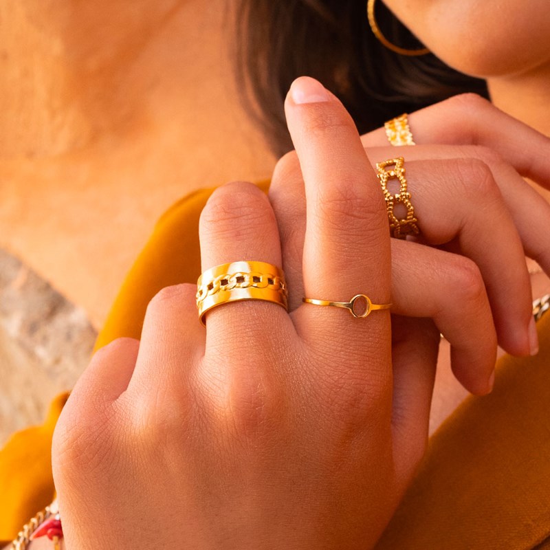 Bague ajustable en acier dorée