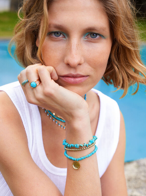 Anel com esmalte - Azul