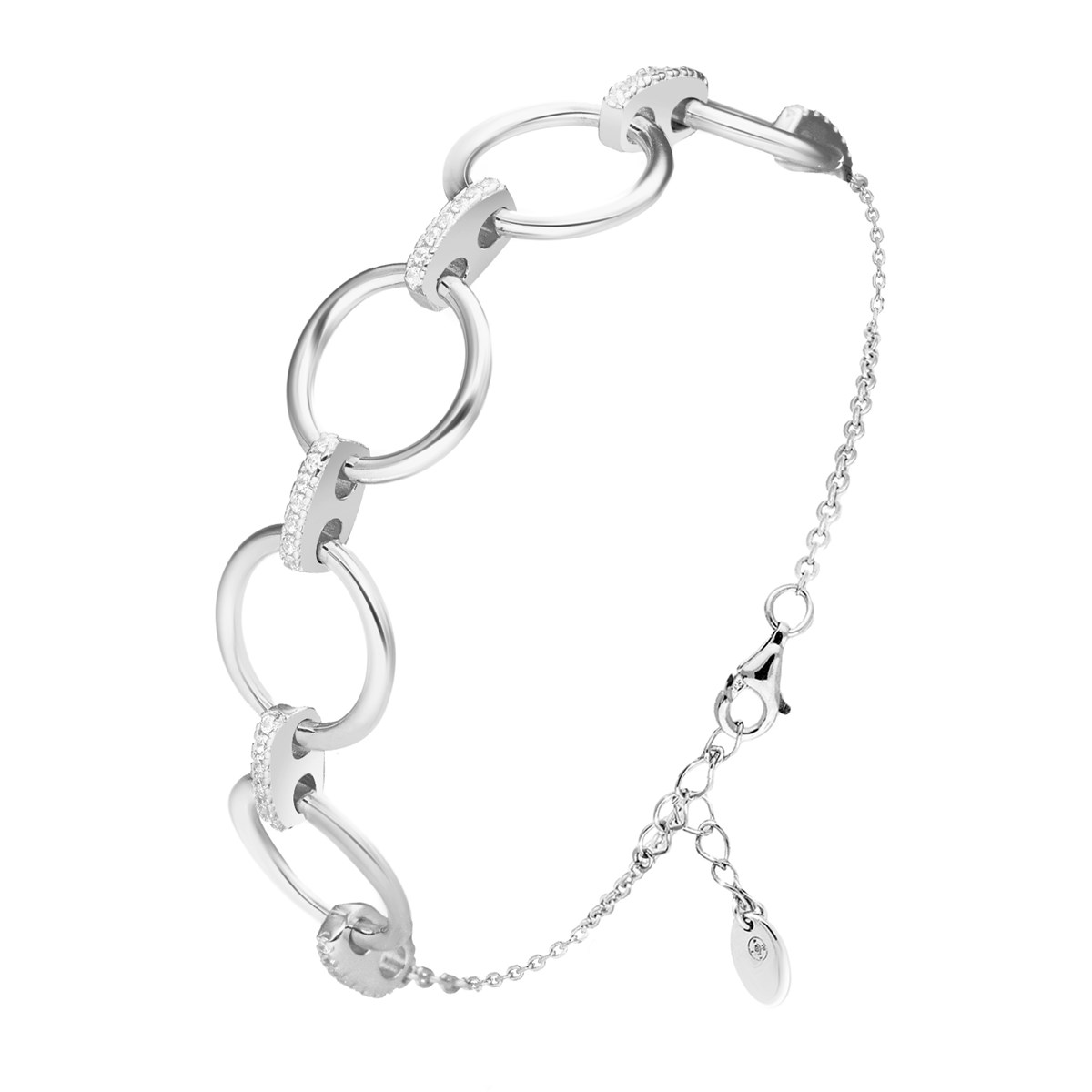 Bracelet Argent Rhodié élise Sertie De Zirconiums Blanc