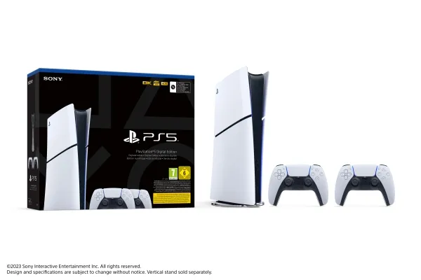 Sony Playstation 5 Slim, PlayStation 5, Sort, Hvid, 16384 MB, GDDR6, 448 GB/sek., AMD - Digital