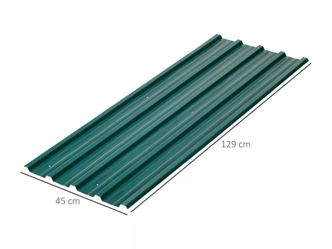 Lot de 12 panneaux - dim. 129L x 45l cm - tôle acier ondulé vert