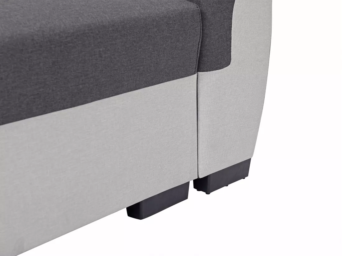 Canapé d'angle réversible et convertible en tissu anthracite et gris clair GABY II