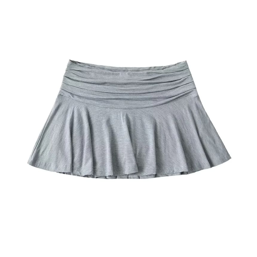 Asiris - Hoge taille gerimpelde effen mini geplooide rok