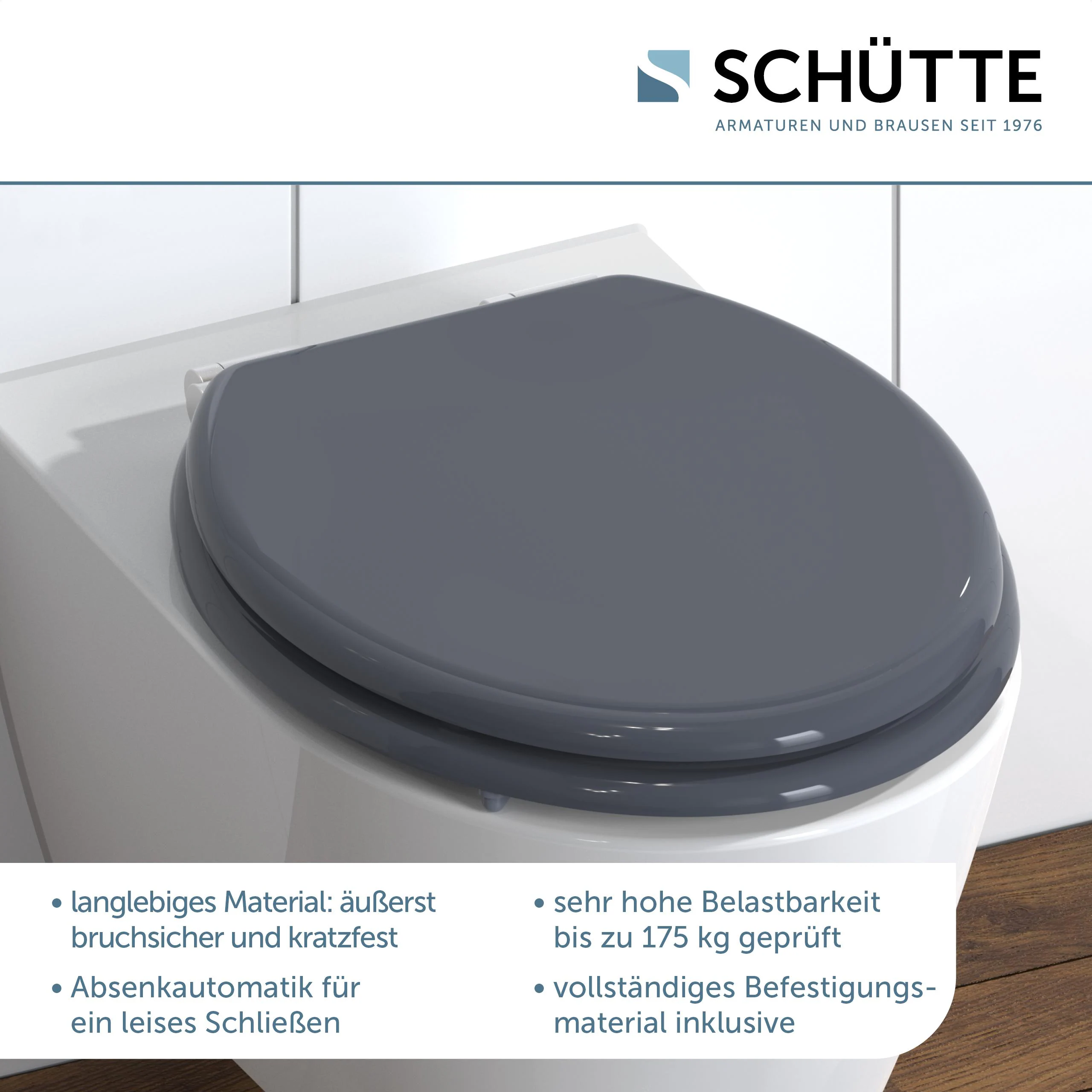 Schütte MDF WC Sitz SPIRIT ANTHRAZIT, Toilettendeckel mit Absenkautomatik