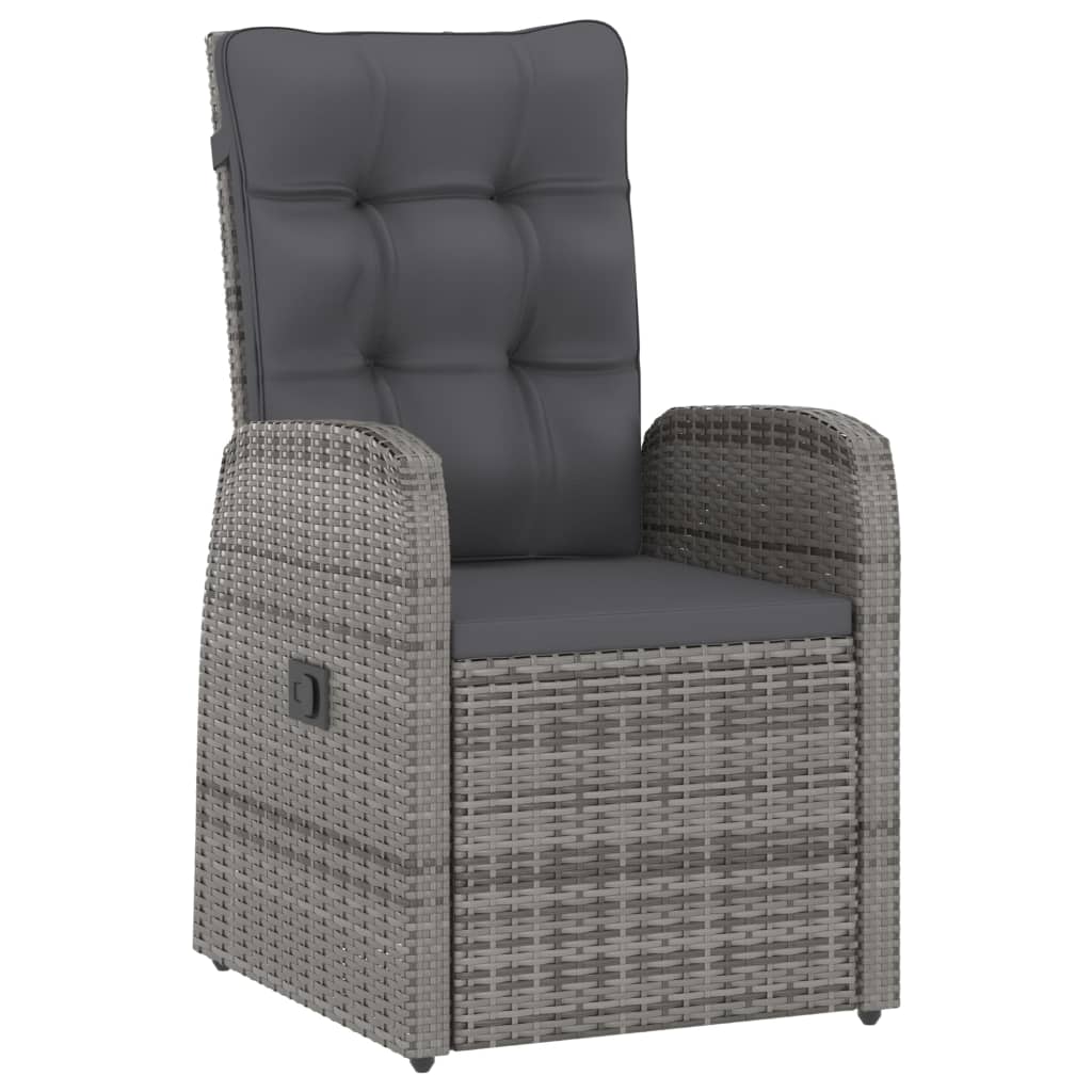 Mobilier à dîner jardin 9 pièces avec coussins résine tressée gris