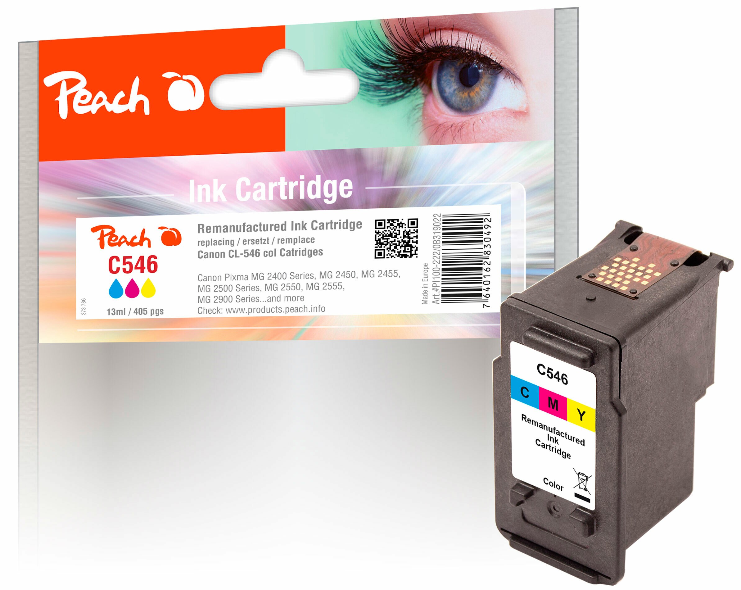 Peach C546 C Druckkopf col ersetzt Canon CL-546C, 8289B001 für z.B. Canon Pixma TR 4550, Canon Pixma TR 4650, Canon Pixma TS 3450, Canon Pixma TS 3451 (wiederaufbereitet)