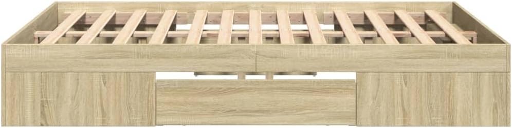 IKAYAA Bett 140x190 mit schubladen Bettgestell 140x190 mit stauraum ohne kopfteil Stauraumbett Bettgestell mit Lattenrost -Sonoma Eiche-140 x 190 cm