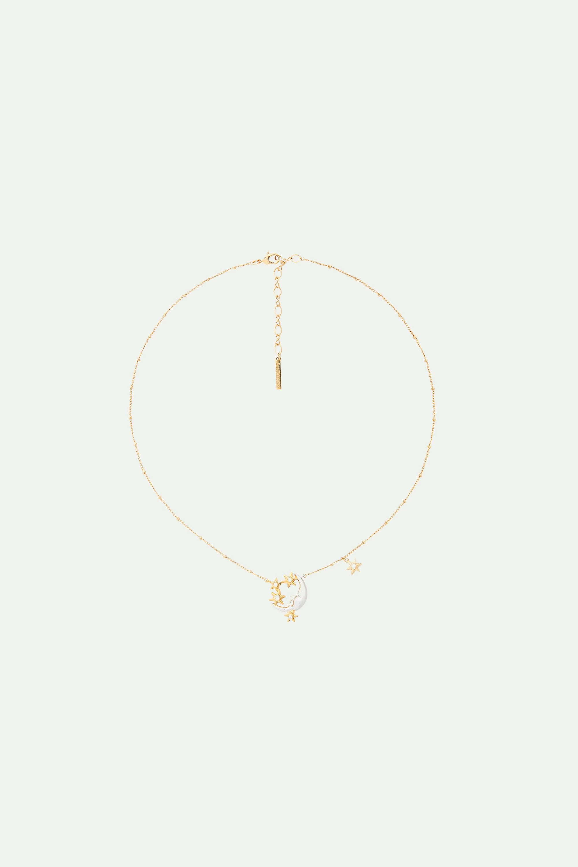 Collier pendentif lune et étoiles | Multicolore
