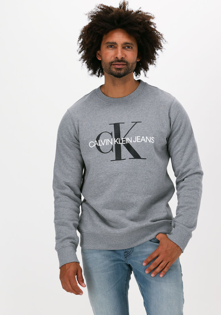 CALVIN KLEIN grijze calvin klein sweater iconic monogram crewneck