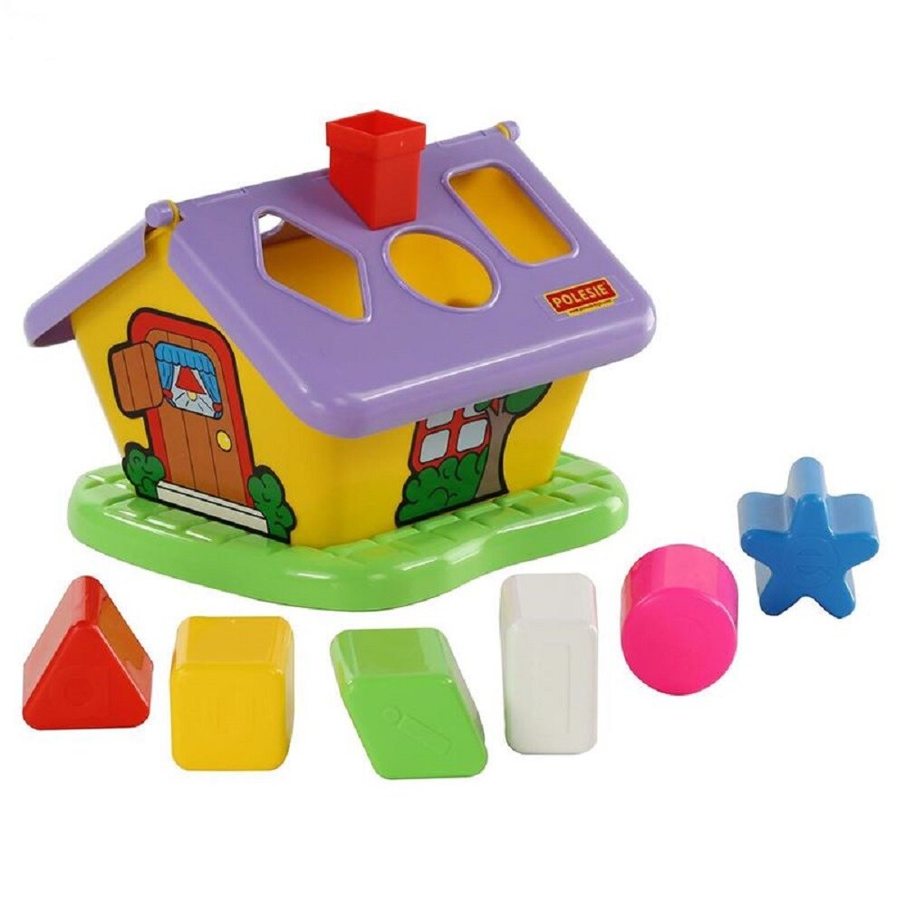 Polesie Steckspiel Haus Sortierspiel 3354, bunter Formsortierer mit sechs Formen