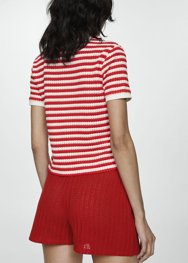 MANGO Combined knitted T-shirt Bright red