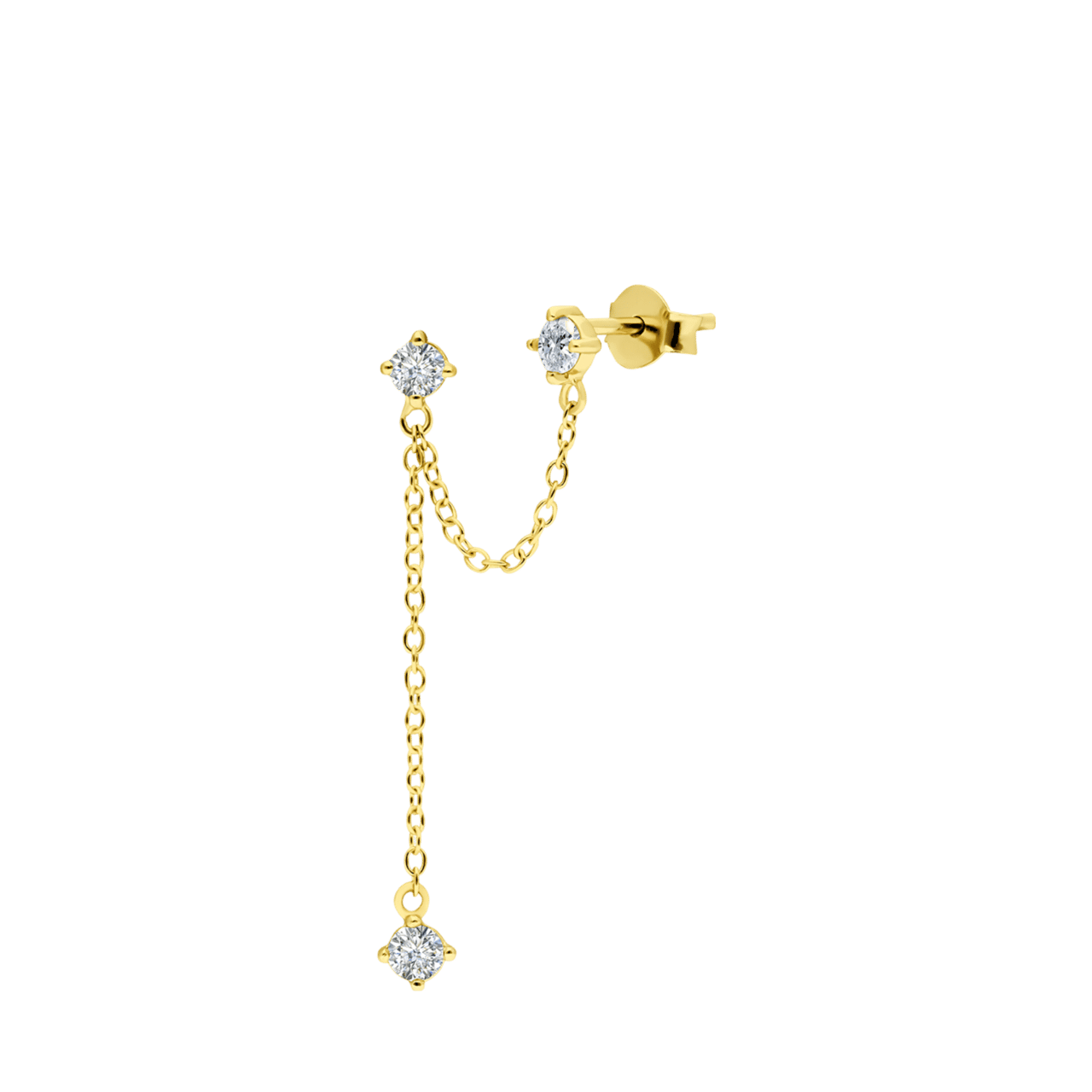 Zilveren goldplated oorknoppen zirkonia ketting
