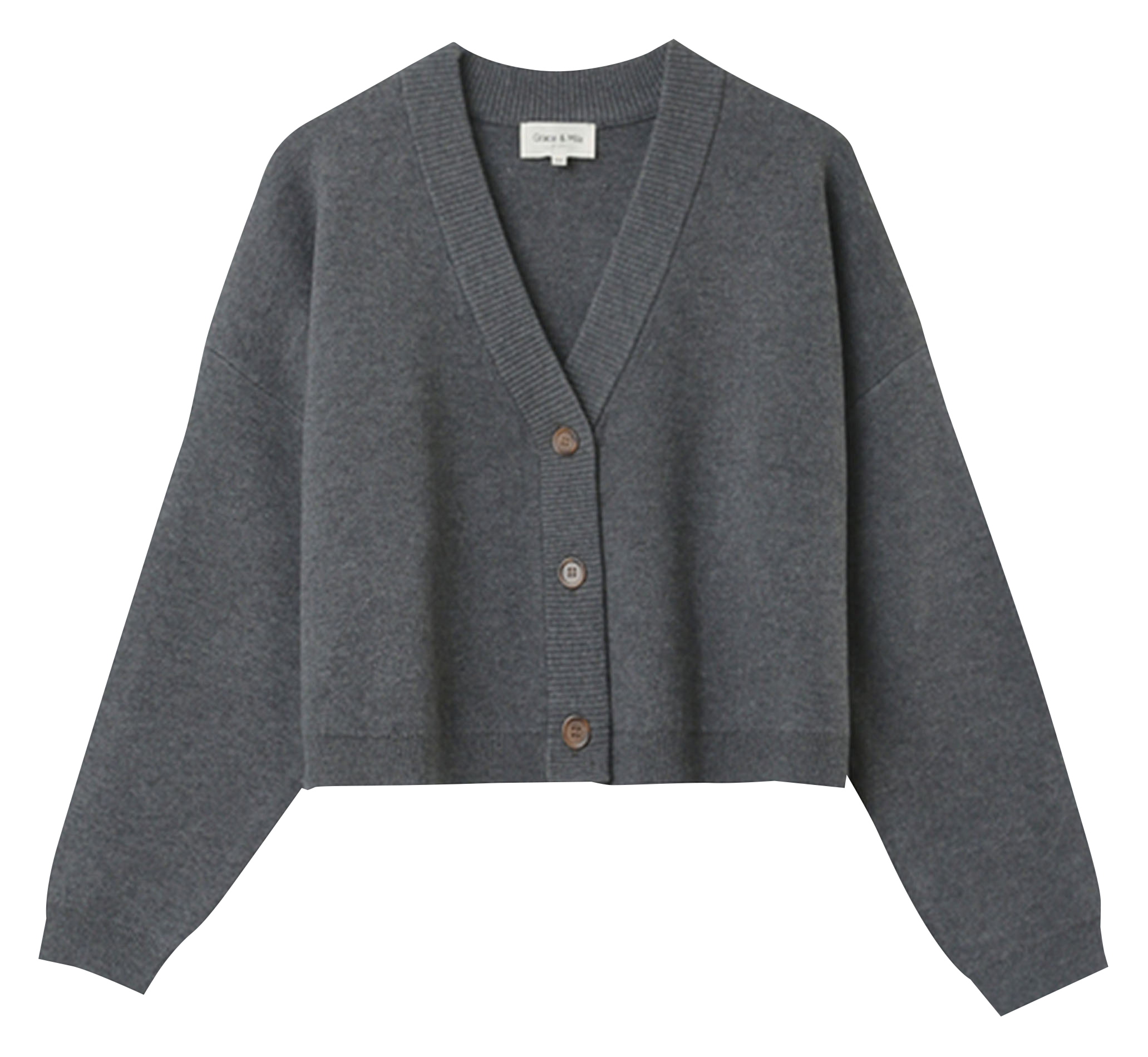 NACHO - Cardigan col V en coton mélangé | Gris